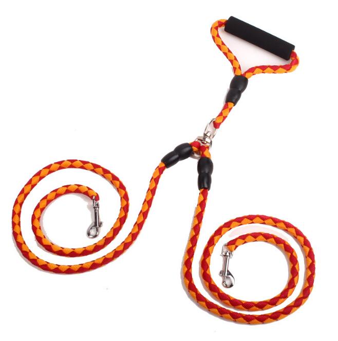 One to Two Dog Leash Double-Ended Rope – Hands-Free Adjustable Walking & Training Collar Lead