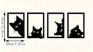 Stylish Black Cat Metal Wall Decor – Modern Minimalist Home Wall Art Accent