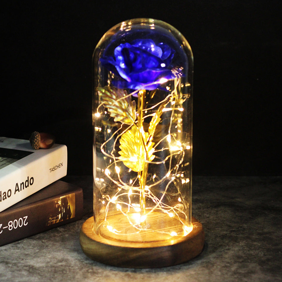 Glass Rose Lamp LED Night Light – Romantic Flower Table Lamp for Bedroom Home Decor