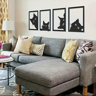 Stylish Black Cat Metal Wall Decor – Modern Minimalist Home Wall Art Accent