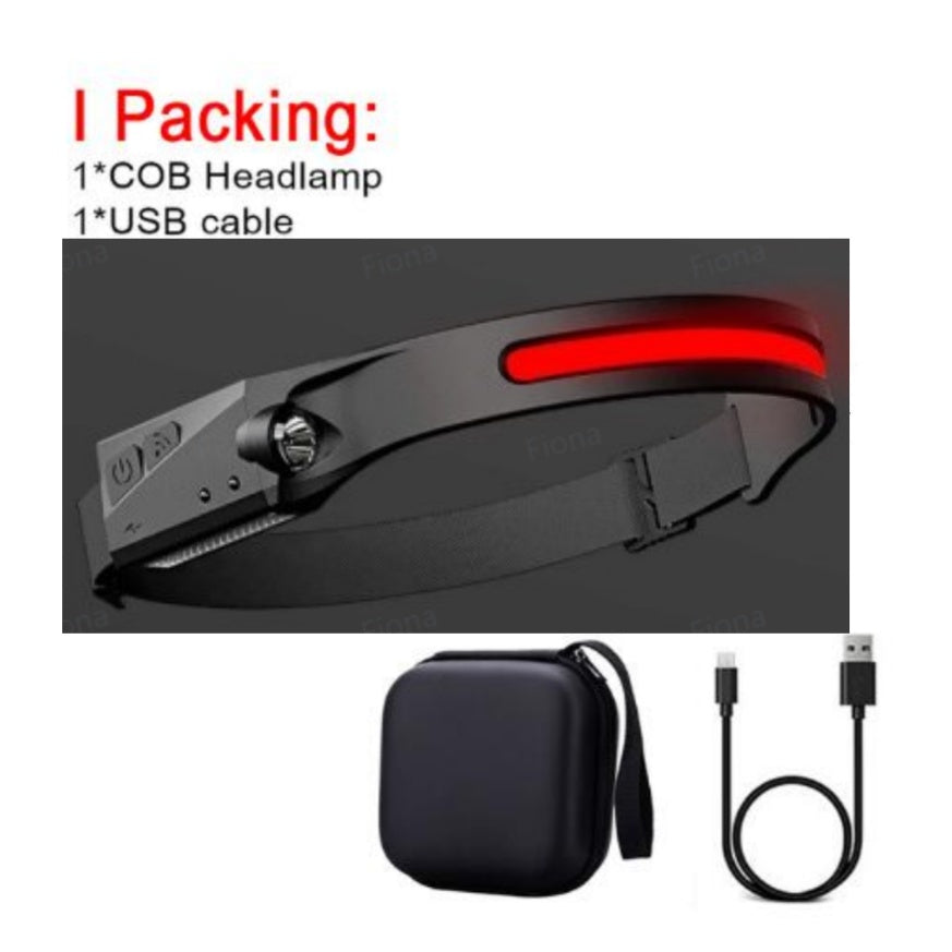Waterproof COB LED Headlight Flashlight – USB Rechargeable Hands-Free Camping & Hunting Lamp