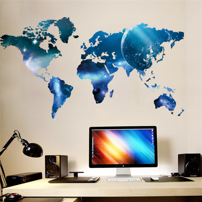 Animal World Map Wall Mural – Kids Room Learning Decor Decal for Bedroom Nursery