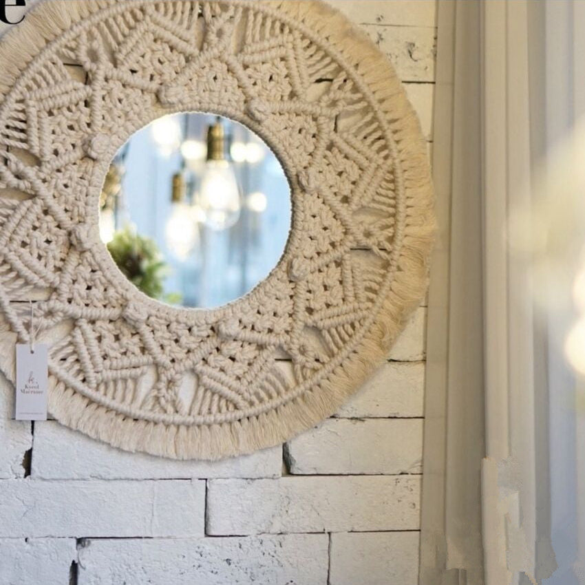 Boho Mirror Wall Tapestry – Aesthetic Vanity Decor for Bedroom, Dorm & Home Styling