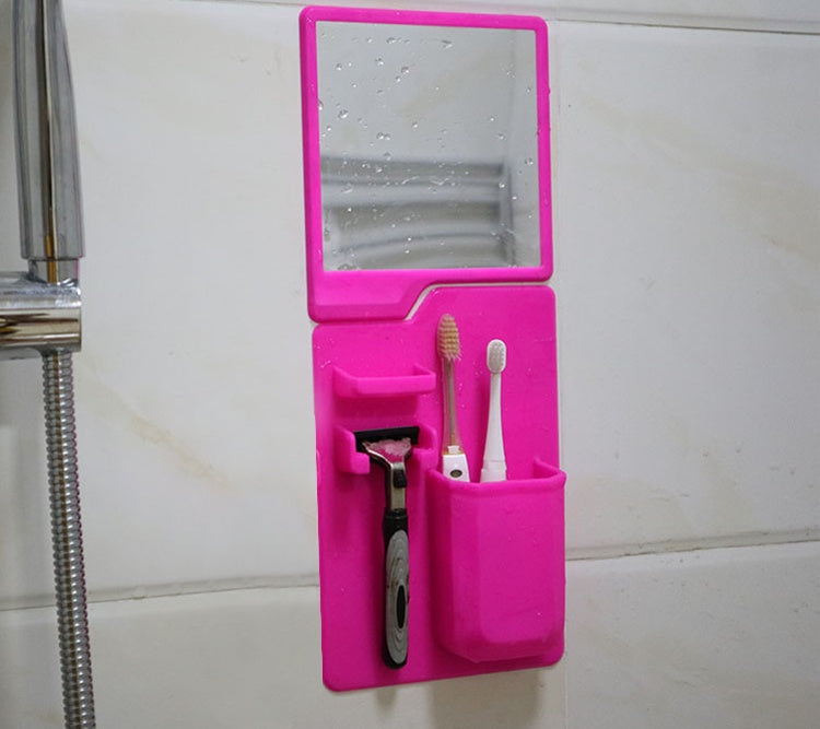Wall Mounted Toothbrush Holder Organizer – Silicone Suction Bathroom Storage