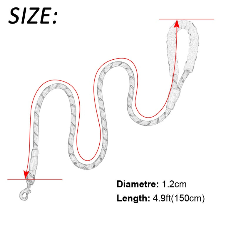 Adjustable Reflective Dog Leash – Durable Nylon Lead for Safe Night Walking