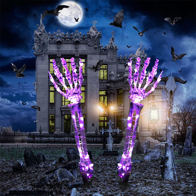 Halloween Skeleton Arm LED Prop Light – Outdoor Lawn Garden Horror Party Decoration