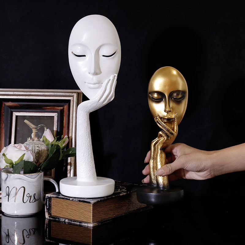 Nordic Abstract Art Sculpture – Thinking Lady Resin Figurine for Living Room Decor