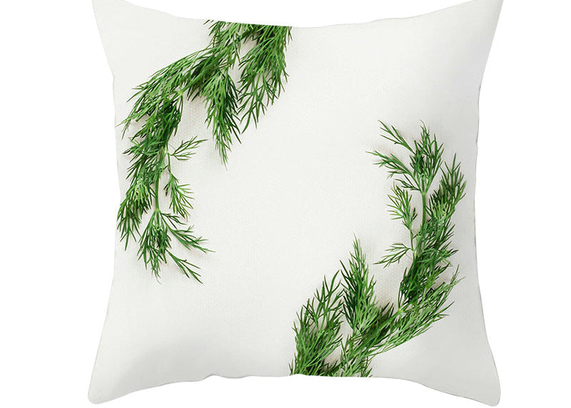 Light Tropical Plants Peach Skin Fleece Pillowcase – Soft Home Decor Cushion Cover