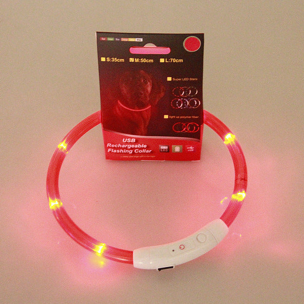 USB Rechargeable LED Pet Collar – Flashing Glowing Dog Necklace for Safe Night Walks