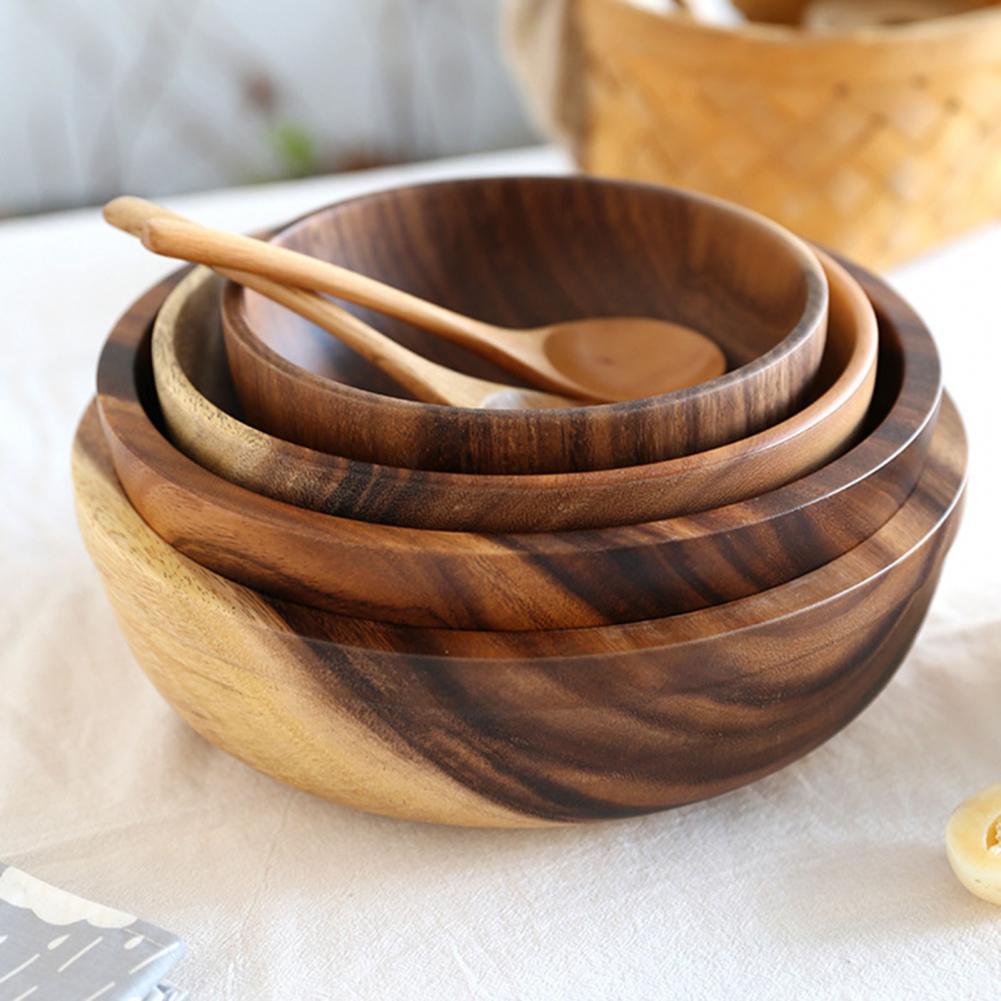 Natural Kitchen Wooden Bowl – Sustainable Salad & Fruit Serving Dish