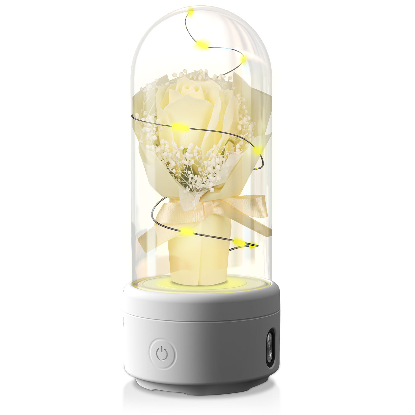 LED Rose Night Lamp Bluetooth Speaker – Elegant Romantic Gift for Mother’s Day & Bedroom Decor