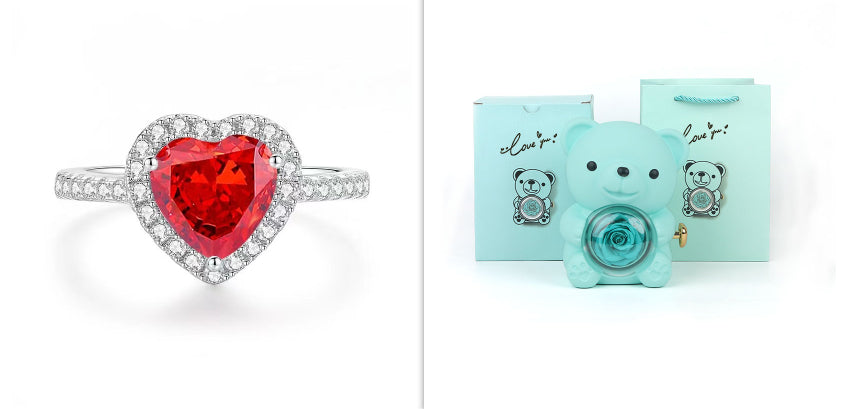 Eternal Flower Teddy Bear Jewelry Box – Romantic Gift for Girlfriend & Wife
