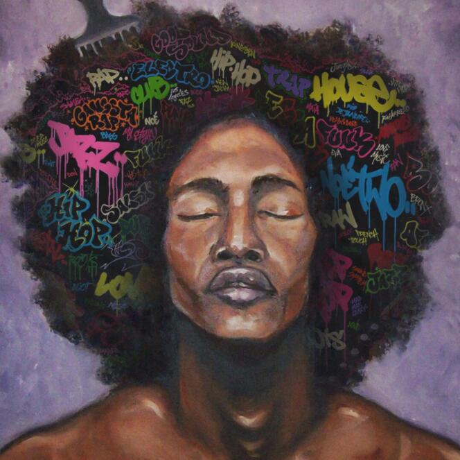 Modern Bathroom Shower Curtain with African Girl Hip Hop Graffiti Design