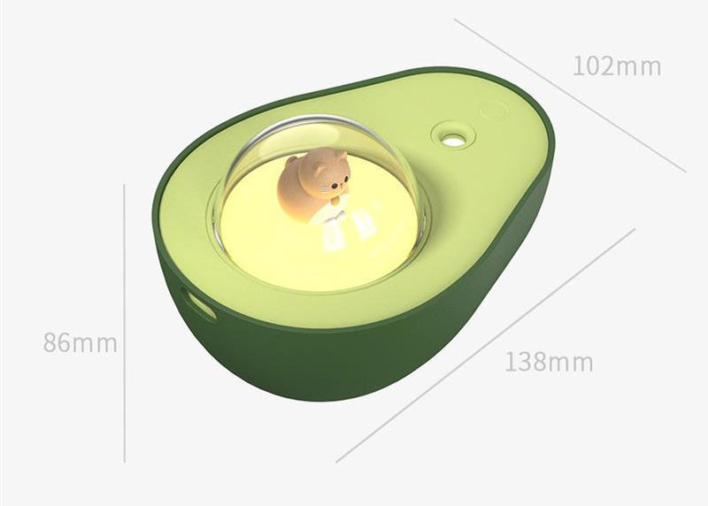 Cute LED Avocado Humidifier – Mini USB Mist Maker for Home, Car & Travel Use