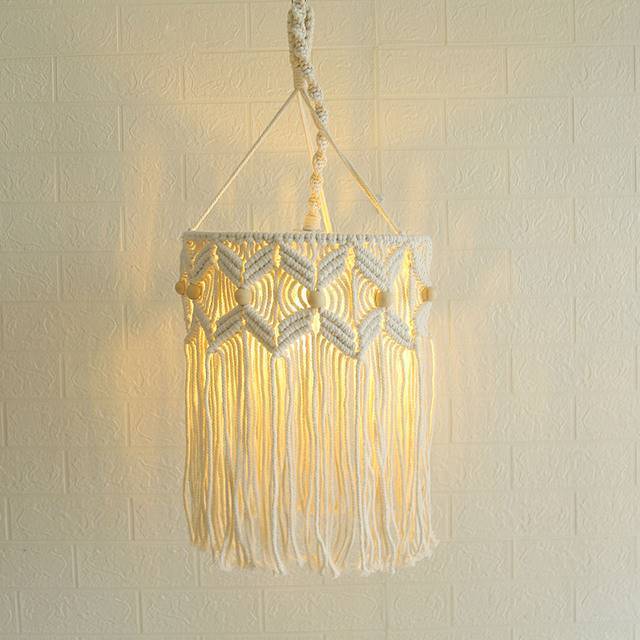 Hand-Knitted Macramé Lampshade for Boho Chic Lighting