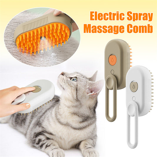 Cat & Dog Grooming Comb – 3-in-1 Electric Steam Brush for Hair Control & Massage