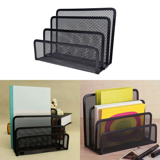 Book & File Desk Organizer – Mesh Metal Shelf for Office, Study, Home