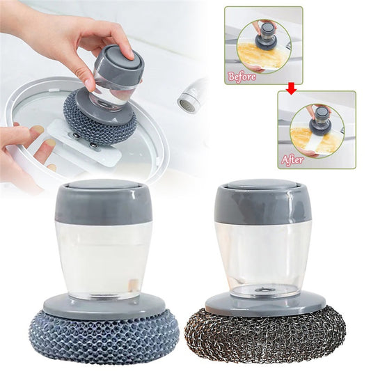 Soap Dispensing Palm Brush – Effortless Dish Cleaning Tool