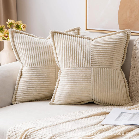 Corduroy Pillow Covers – Super Soft Boho Striped Throw Pillow Cases for Couch & Living Room
