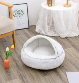 Cozy Round 2‑in‑1 Cat & Dog Bed – Warm Winter Pet Bed, Plush Soft Comfort House