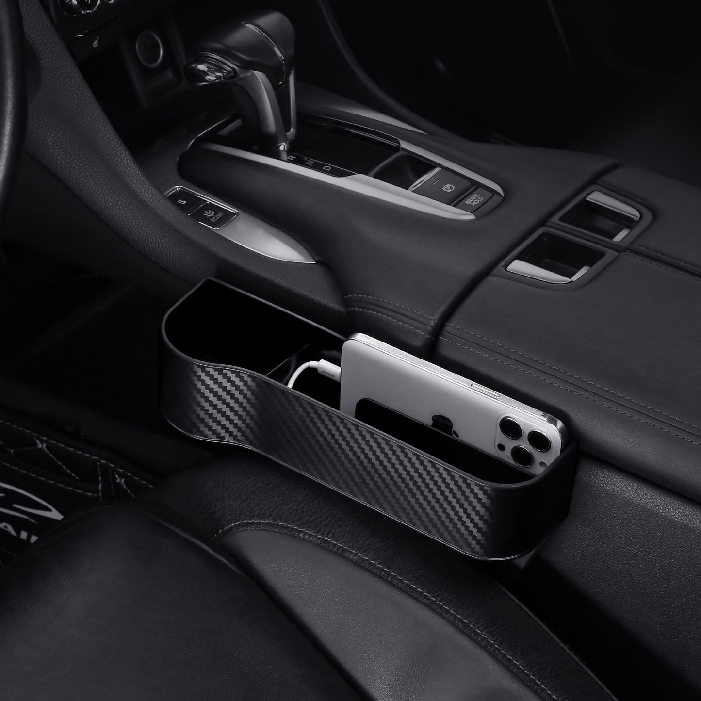 Car Seat Gap Organizer Storage Box – PU Leather Auto Seat Side Pocket for Phone Wallet Keys
