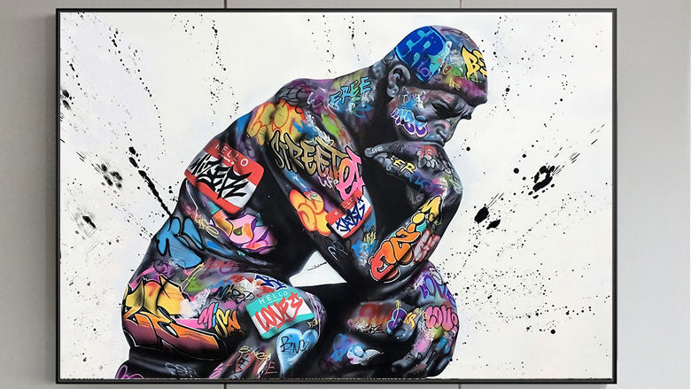 Aesthetic Living Room Wall Art – Thinker Man Abstract Poster for Modern Home Styling