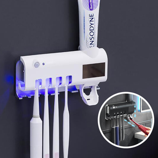 Smart UV Toothbrush Sterilizer & Holder – Automatic Toothpaste Dispenser Bathroom Organizer