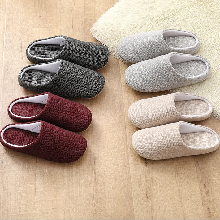 Autumn Winter Men’s Slippers – Cozy Cotton Anti-Skid Indoor House Shoes
