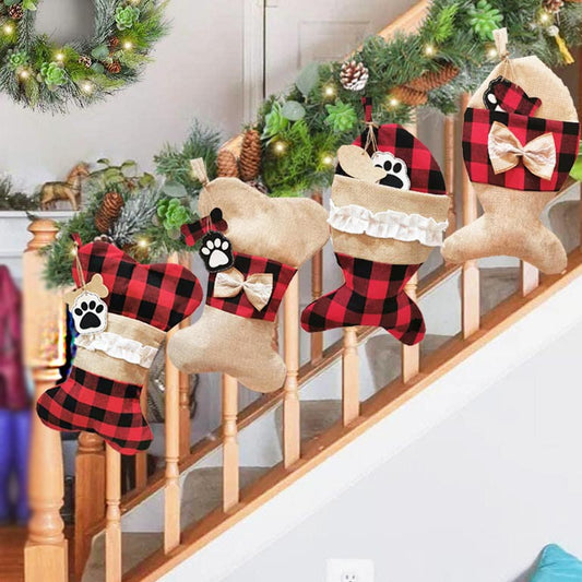 Christmas Stocking Socks Gift Bag – Ornament Holiday Gift Wrap Set