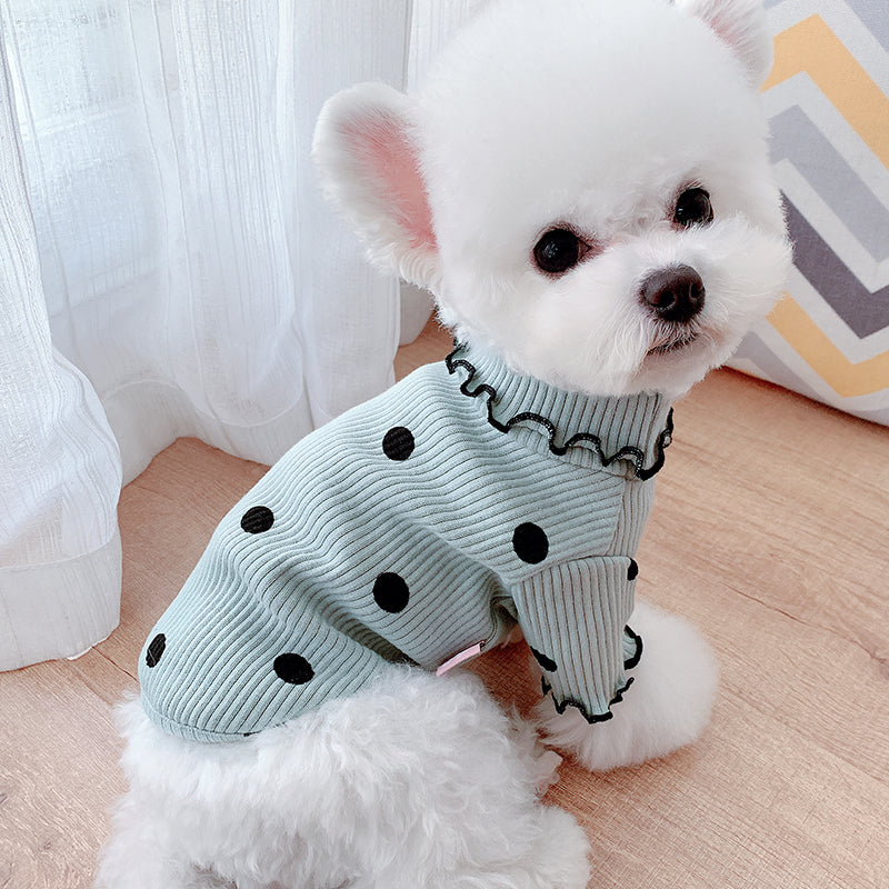 Dog Winter Turtleneck Shirt – Soft Dot Pet Clothing for Warm Comfort