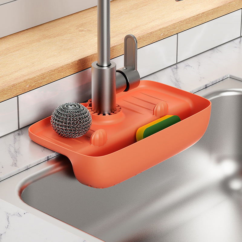 Kitchen Sponge Holder Rack – Anti Skid Drain Organizer for Sink Essentials