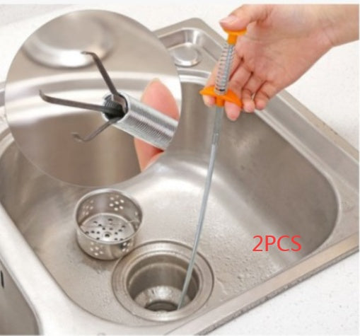 Household 60CM Drain Unclogger – Kitchen Sink Hair Catcher & Sewer Cleaning Rod Tool