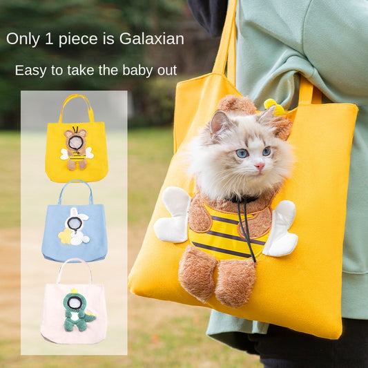 Little Bee Style Pet Travel Carrier Bag – Breathable Soft Portable Handbag for Cats & Small Dogs