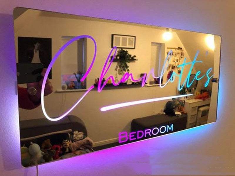 Custom Photo LED Mirror Light – Personalized Wall Decor for Bedroom