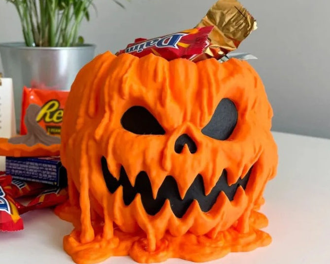 Melting Pumpkin Candy Dish with Lid – Reusable Halloween Decor