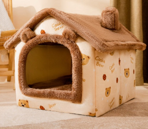 Foldable Dog House Bed – Cozy Winter Pet Bed Sofa