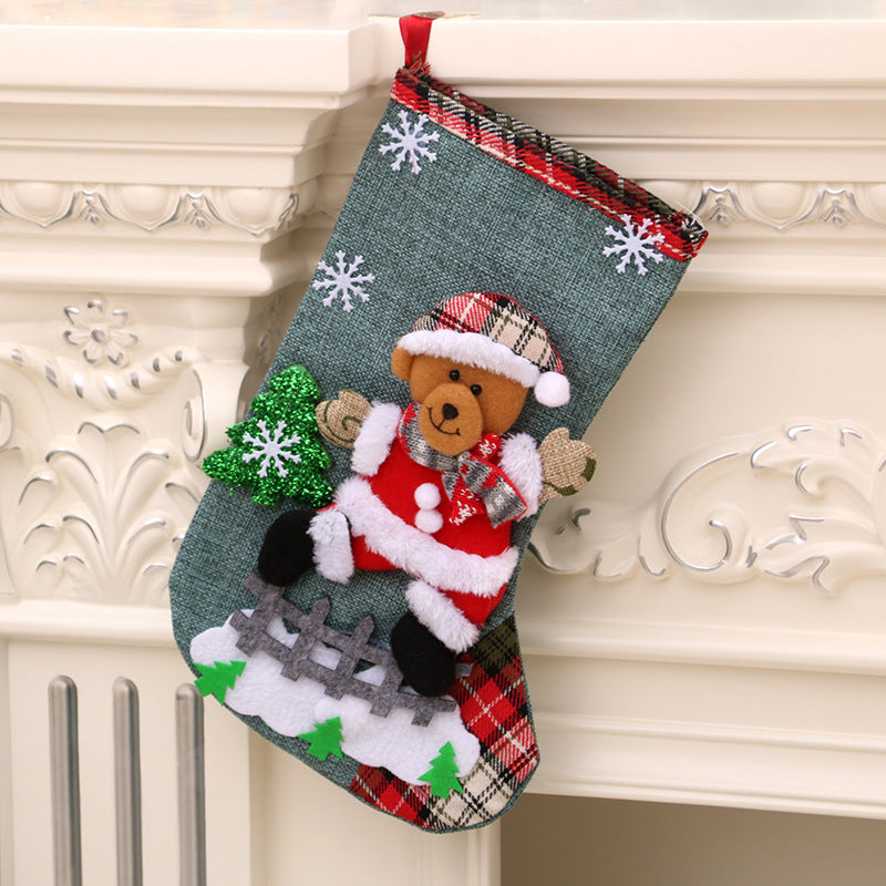 Santa Christmas Socks Hanging Bag – Festive Tree Ornament Gift Storage