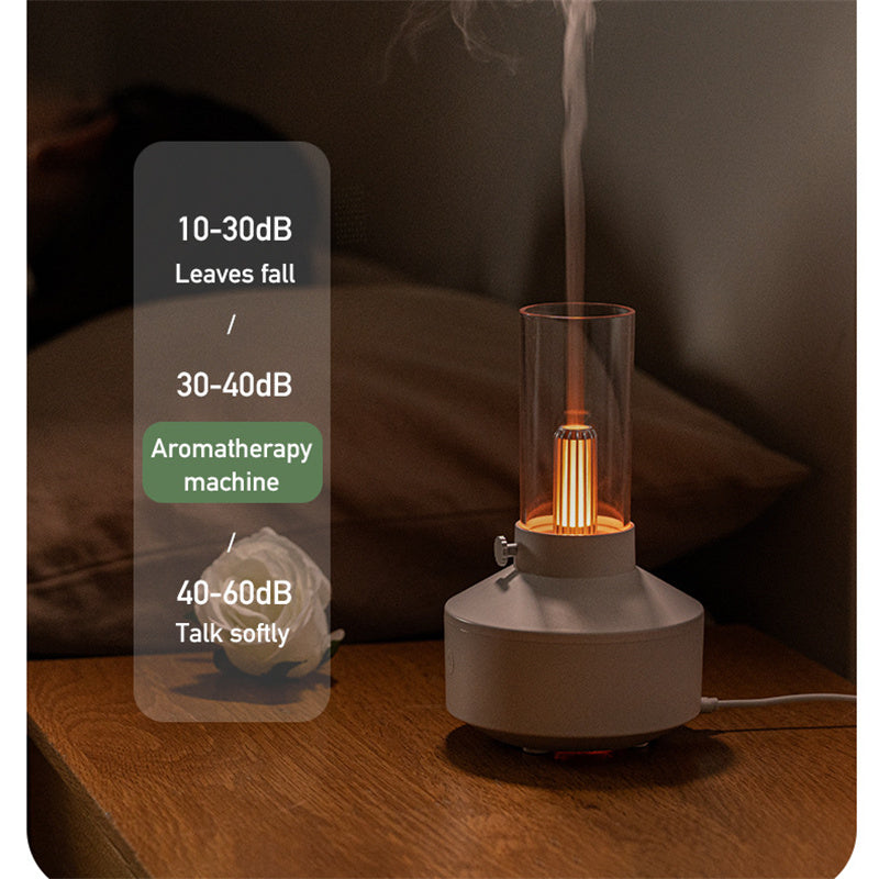 Vintage Flame Style Aroma Diffuser – LED Essential Oil Humidifier Air Purifier Night Light
