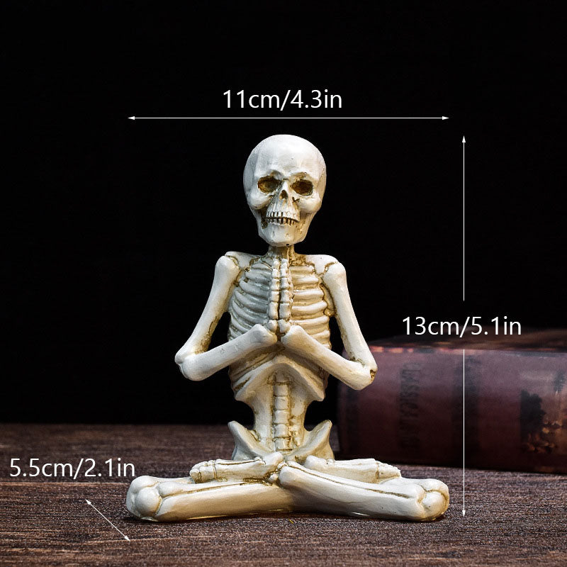 Creepy Skull Skeleton Yoga Resin Figure – Halloween Desktop Horror Decoration