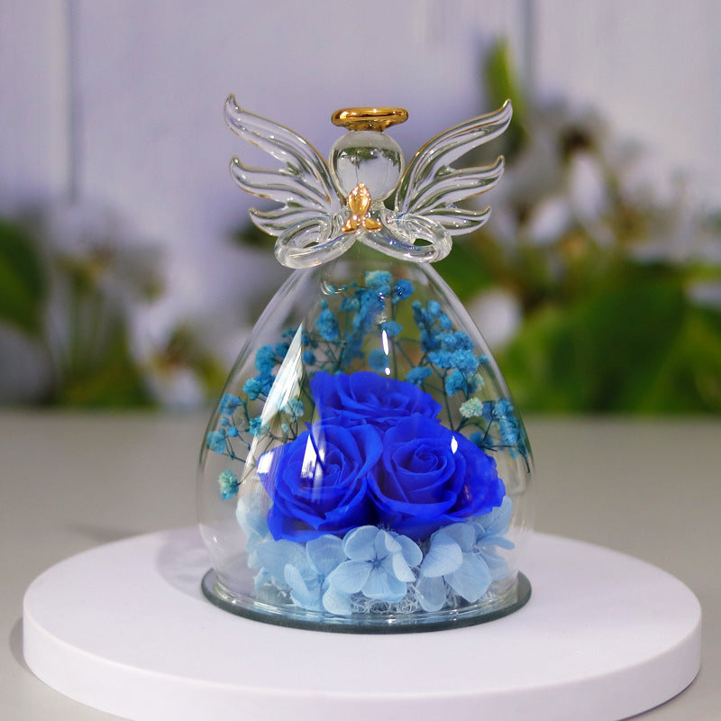Eternal Rose in Angel Glass Dome for Lasting Love