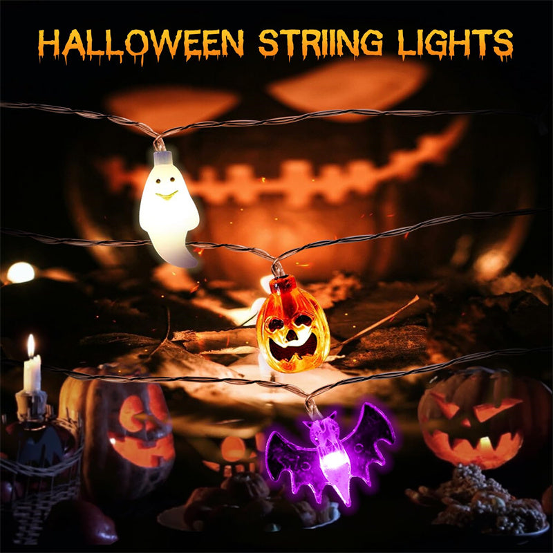Halloween Outdoor String Light Decor – LED Pumpkin Bat Skull Party Hanging Lights