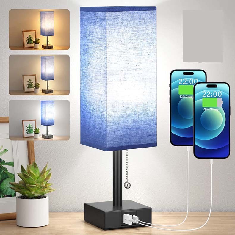 Bedside Table Lamp with 3 Brightness Levels & USB Charging