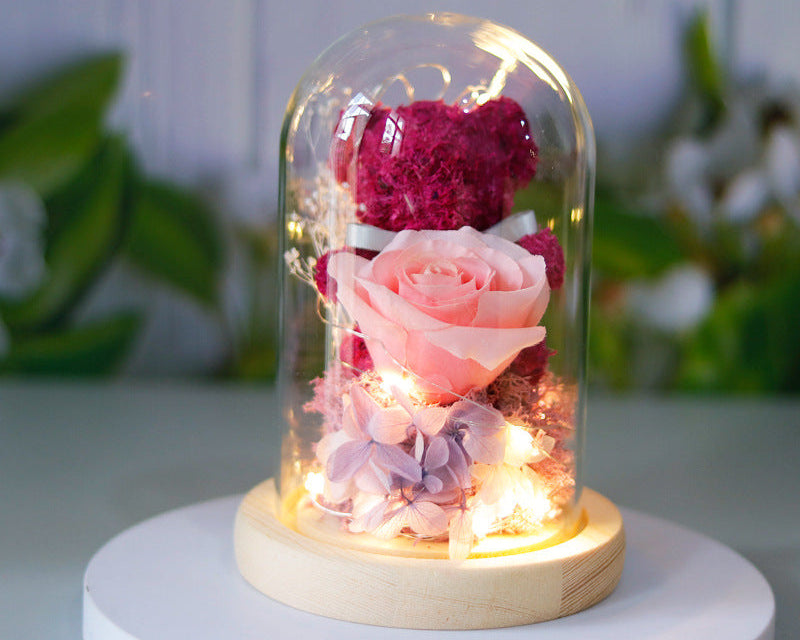 Eternal Rose Teddy Bear Gift Box – Romantic Valentine’s Day Gift for Girlfriend & Women