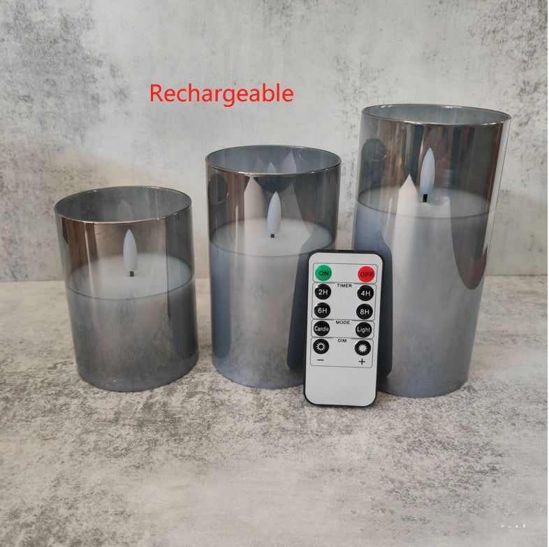 Electroplated Glass LED Candles – Rechargeable Flameless Lights for Elegant Decor