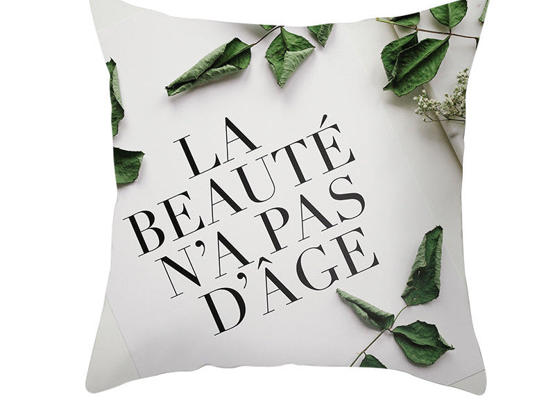 Light Tropical Plants Peach Skin Fleece Pillowcase – Soft Home Decor Cushion Cover