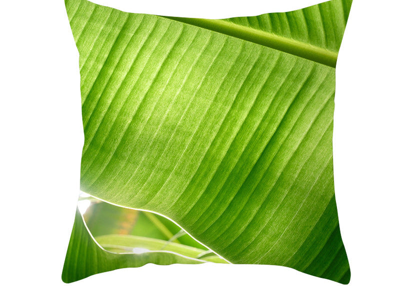Light Tropical Plants Peach Skin Fleece Pillowcase – Soft Home Decor Cushion Cover