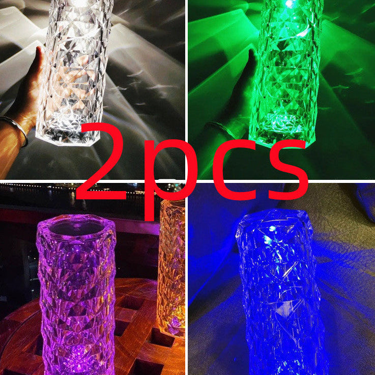 Romantic Rose LED Night Light – Diamond Crystal Projection Lamp for Bedroom & Home Decor