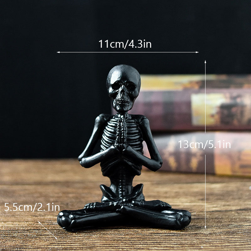 Creepy Skull Skeleton Yoga Resin Figure – Halloween Desktop Horror Decoration