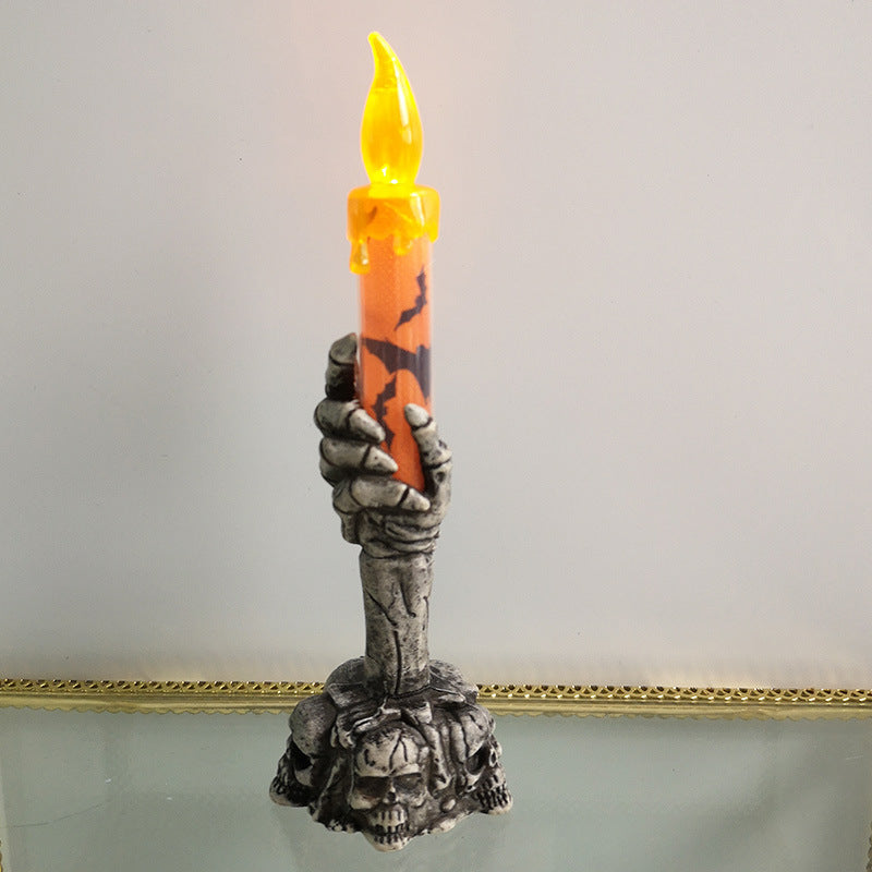 Halloween Skeleton Ghost Candle Holder – Spooky Home Decor LED Light Prop