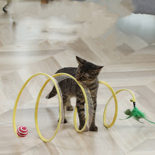 Cat Tunnel Toy Foldable Design – Interactive Mouse Ball Toy for Indoor Cats & Kittens